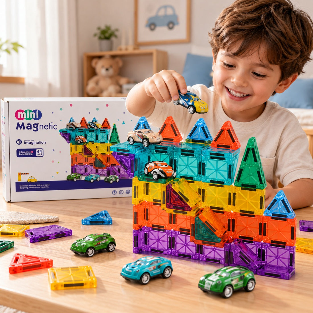 Bloques magnéticos de construcción, 64 piezas – Yoyoso
