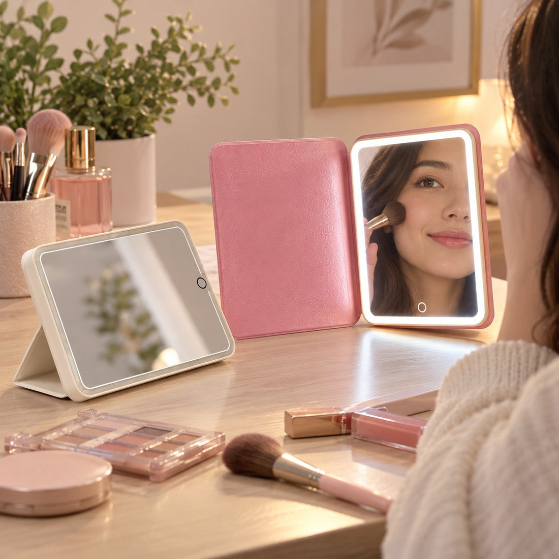 Espejo LED plegable mediano para maquillaje – Yoyoso