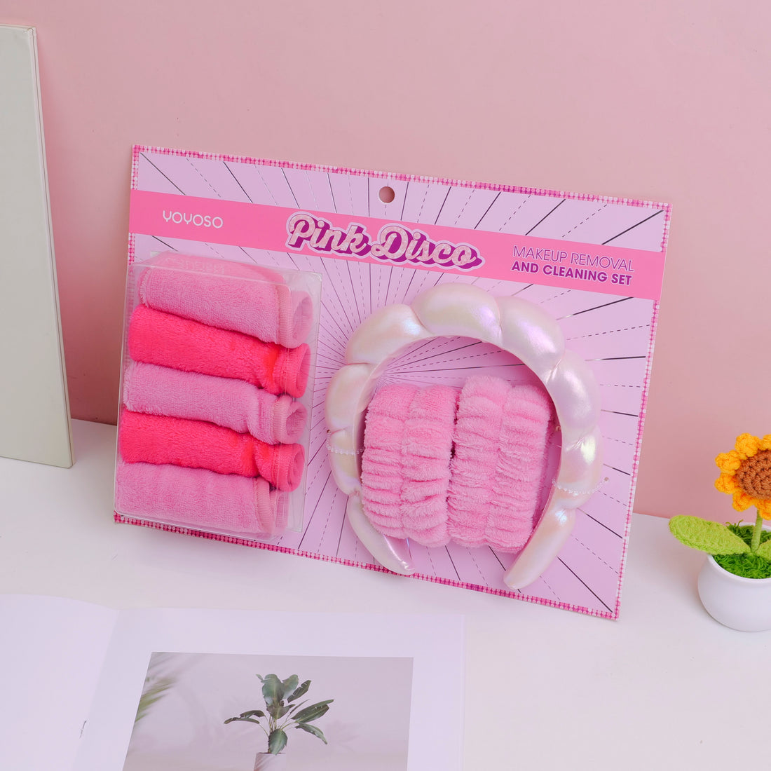 Set de Limpieza Facial Kit de 8 Piezas: Diadema, Muñequeras y Toallitas Desmaquillantes Yoyoso