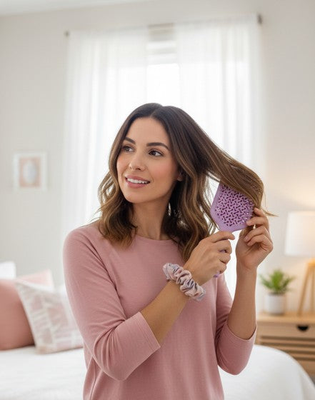 Set Cepillo de Cabello Desenredante y Scrunchie de Satín Yoyoso