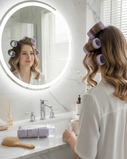 Set de Rulos para Cabello Autoadherentes Lila de Velcro Ondas Sin Calor Yoyoso