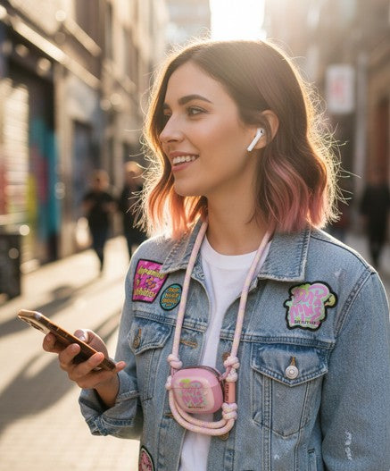 Auriculares Bluetooth con Estuche Translucido y Lanyard Trenzado Pastel Yoyoso