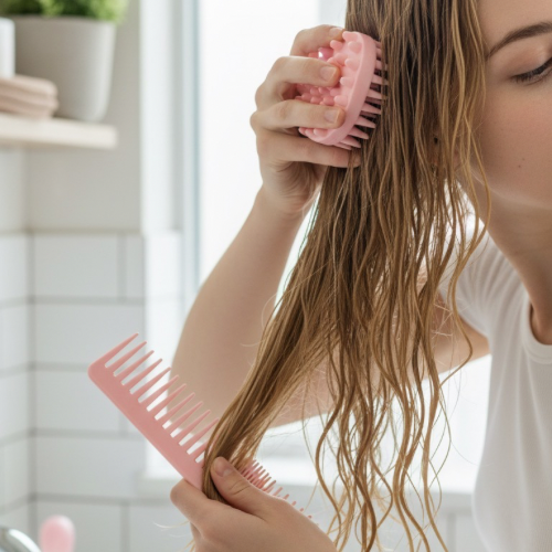 Set de Accesorios para el Cuidado Personal Peine de Dientes Anchos y Masajeadores Faciales Rosa Pastel Yososo