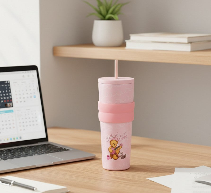 Termo Insulado Teddy Island Rosado 750ml Yoyoso