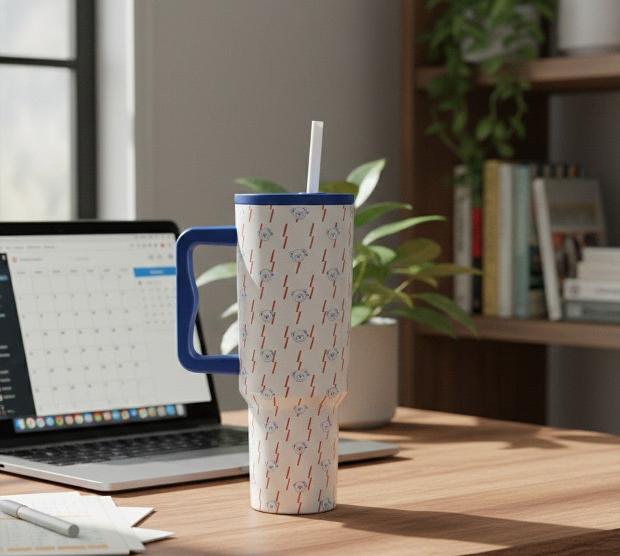 Termo Termico Teddy Island Azul 1.2L Con pitillo Yoyoso