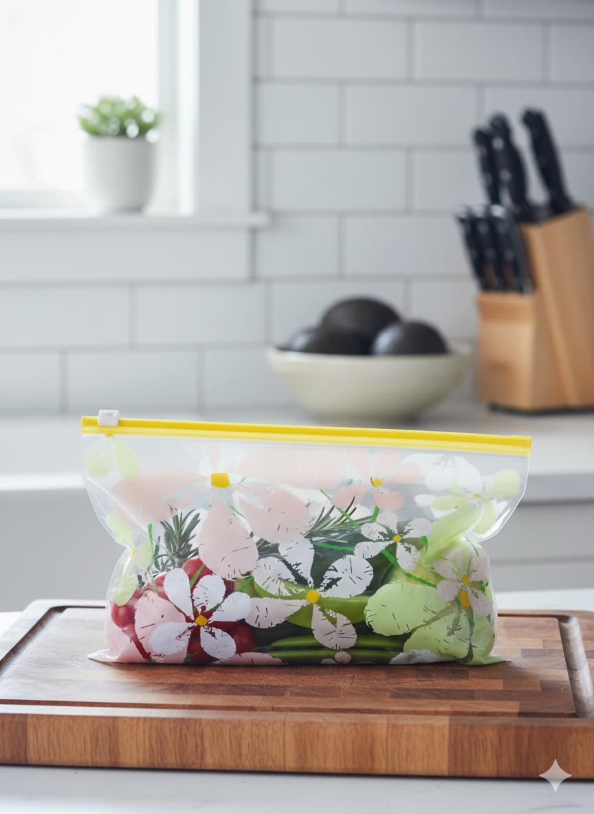 Bolsitas Herméticas Reutilizables A4 con Diseño de Flores Set x4 Unidades Yoyoso