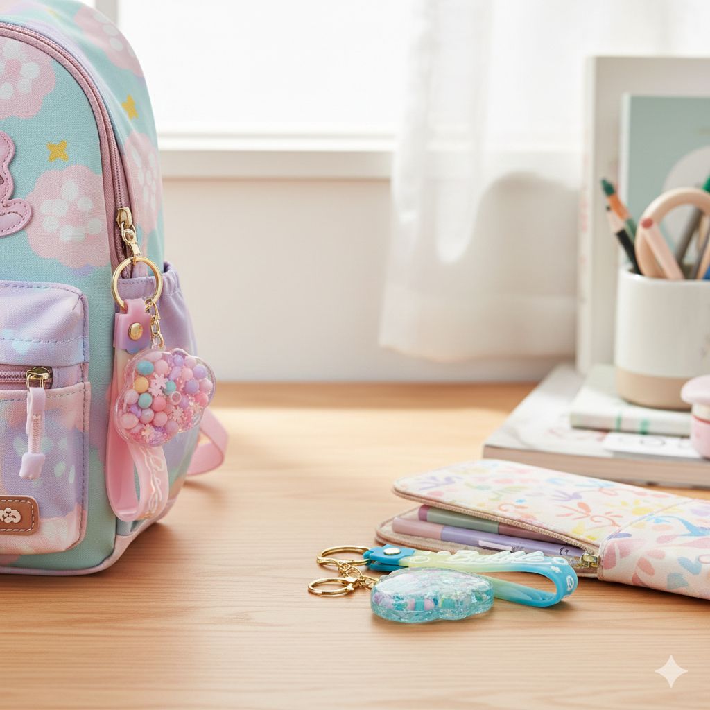 Llavero Kawaii Shaker de Nube con Cristales y Figuras