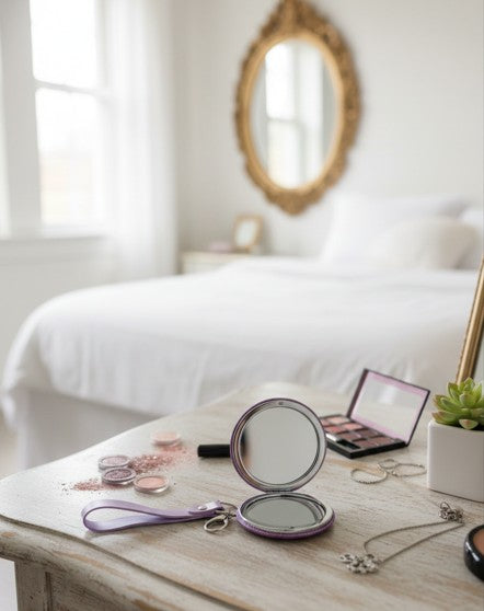 Espejo de Bolsillo con Correa y Llavero Doble Cara y Acabado Brillante Yoyoso