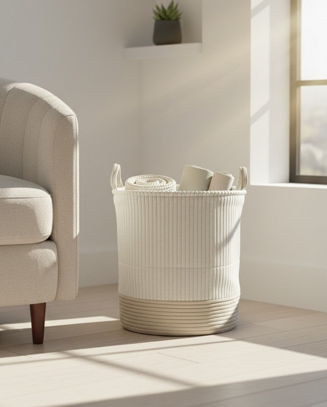 Cesta Organizadora Premium de Pana y Cuerda de Algodón Yoyoso