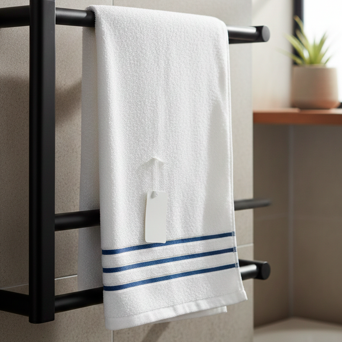 Toalla Facial Blanca de 35x75 cm de Algodón Diseño de Rayas Yoyoso