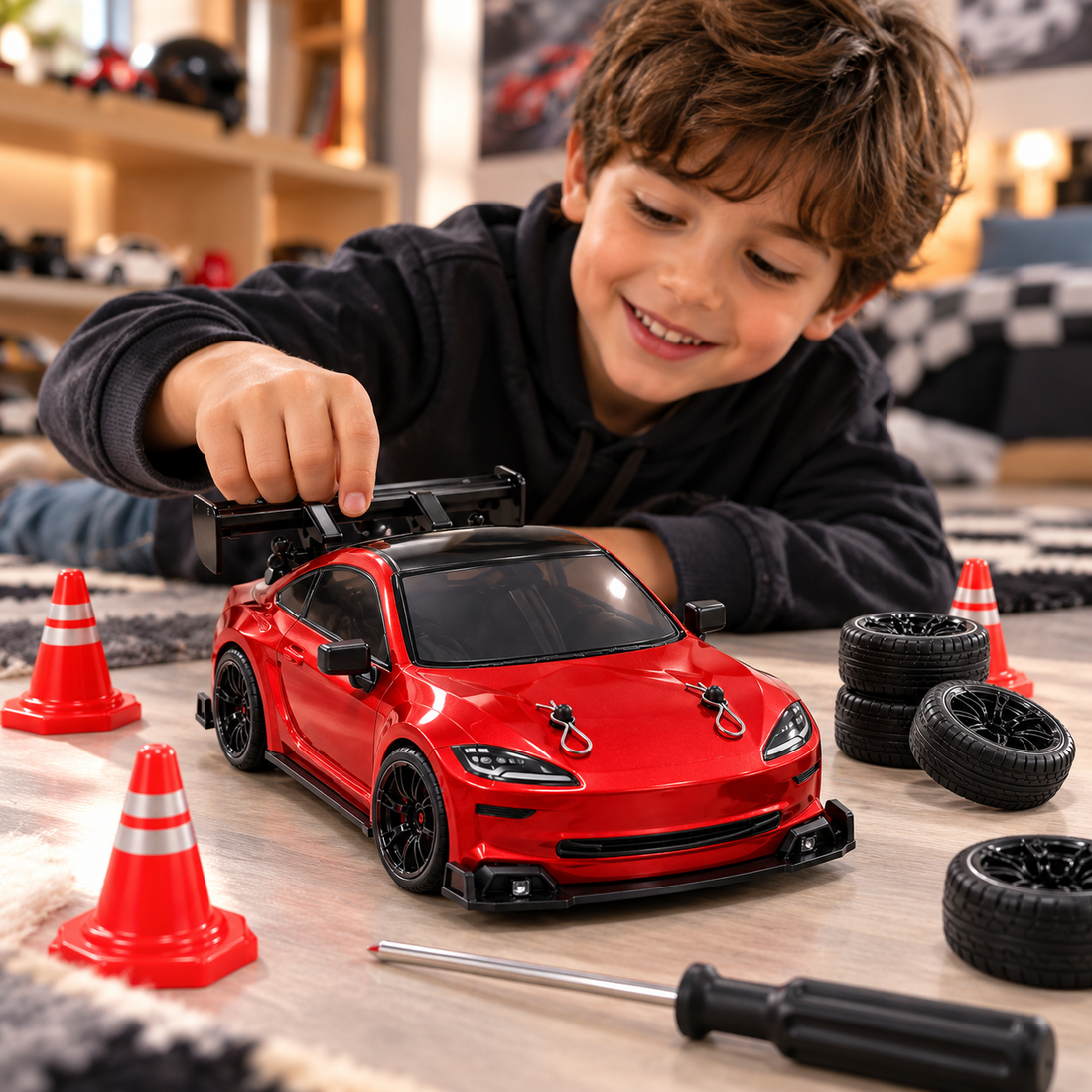Carro de Drift a Control Remoto 1:24 con Llantas y Accesorios  Yoyoso