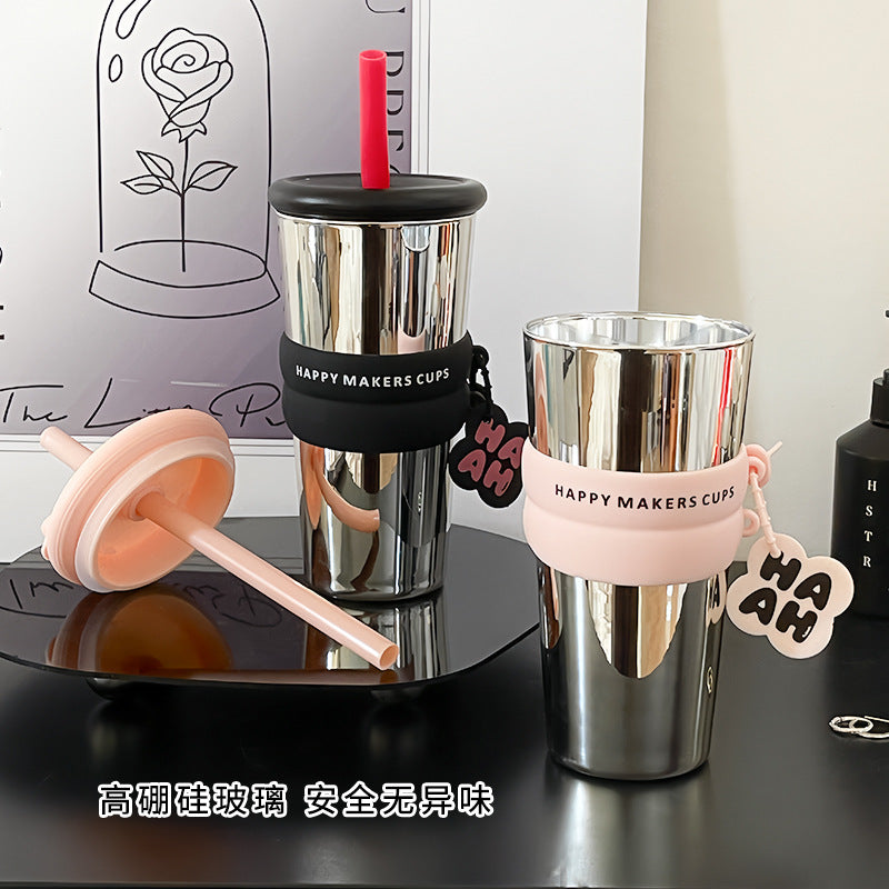 VASO CON PITILLO PLATEADO - 800ML