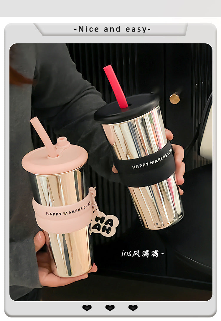 VASO CON PITILLO PLATEADO - 800ML